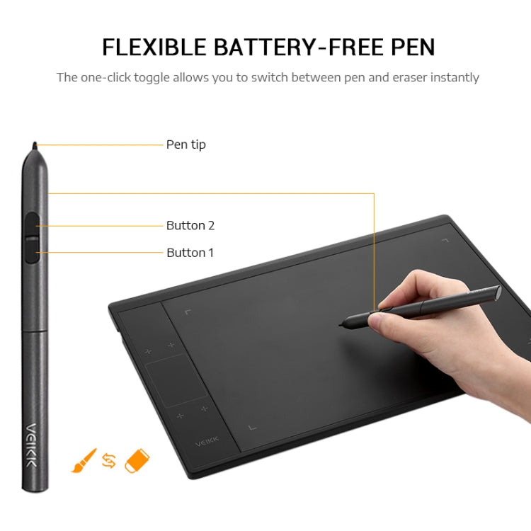 VEIKK A30 10x6 inch 5080 LPI Smart Touch Electronic Graphic Tablet, with Type-c Interface - free shipping - PMC Jewellery - Order now!