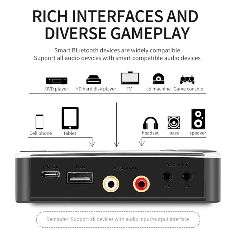 N100 NFC Desktop Bluetooth 5.0 Receiver & Transmitter Car Bluetooth Speaker Audio Adapter(Black)