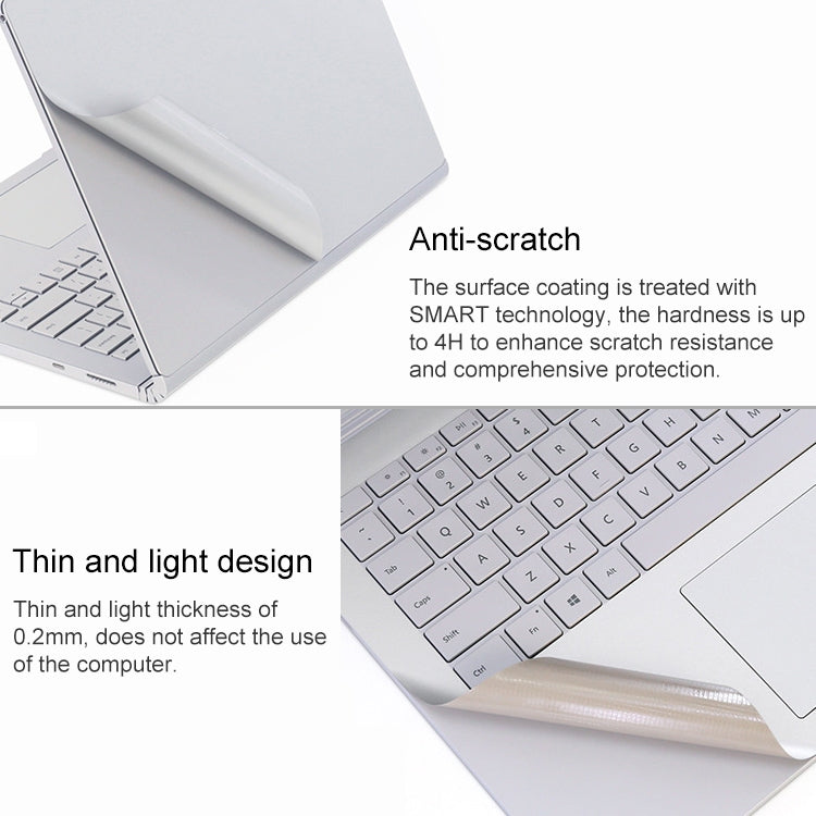 4 in 1 Notebook Shell Protective Film Sticker Set for Microsoft Surface Book 2 15 inch(Grey)