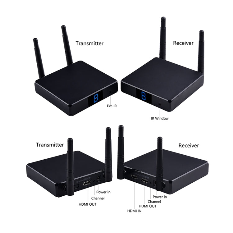 Measy FHD686-2 Full HD 1080P 3D 2.4GHz / 5.8GHz Wireless HD Multimedia Interface Extender 1 Transmitter + 2 Receiver, Transmission Distance: 200m(UK Plug)
