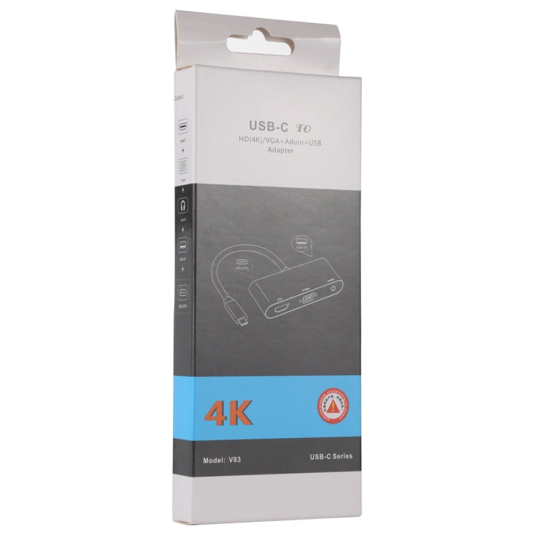 V83 USB-C / Type-C to 4K HDMI / VGA + 3.5mm Audio + USB Multi-function Adapter