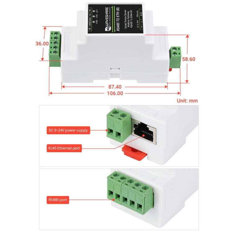 Waveshare RS485 to RJ45 Module TCP/IP to Serial Converters - free shipping - PMC Jewellery - Order now!