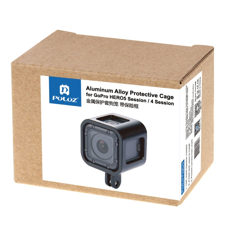 PULUZ Housing Shell CNC Aluminum Alloy Protective Cage with Insurance Frame for GoPro HERO5 Session /HERO4 Session /HERO Session(Black) - Metal Cases by PULUZ | Online Shopping South Africa | PMC Jewellery | Buy Now Pay Later Mobicred