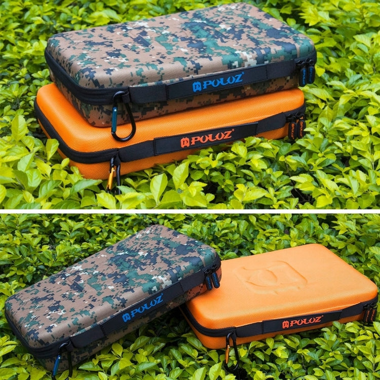 PULUZ Camouflage Pattern Water-resistant Carrying and Travel Case for for GoPro, Insta360, DJI and Other Action Cameras Accessories, Large Size: 32cm x 22cm x 7cm