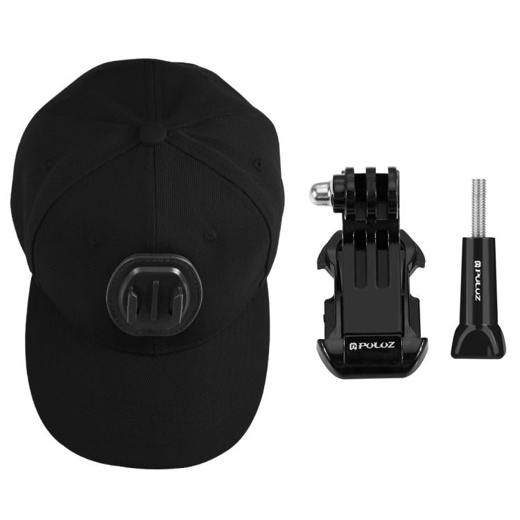 PULUZ Baseball Hat with J-Hook Buckle Mount & Screw for GoPro, DJI OSMO Action and Other Action Cameras(Black) - by PMC TechLife | Online Shopping South Africa | PMC TechLife