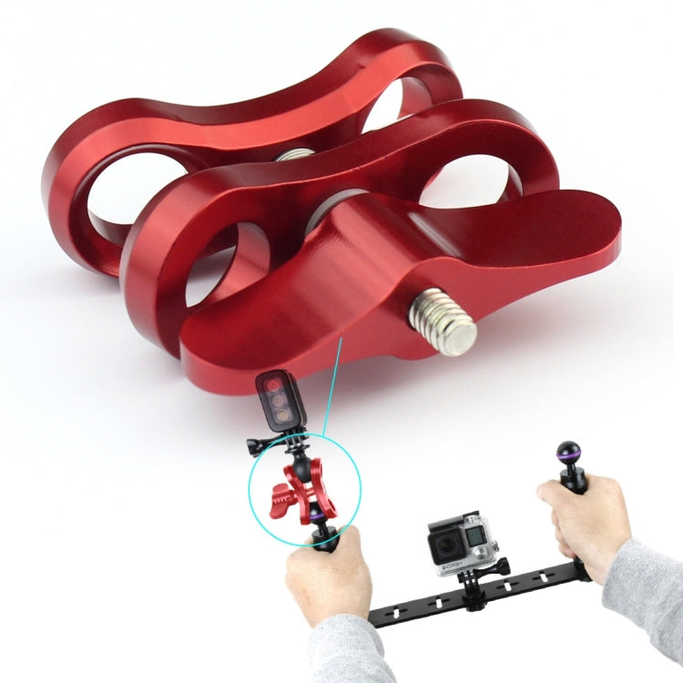 PULUZ Ball Clamp Close Hole Diving Camera Bracket CNC Aluminum Spring Flashlight Clamp for Diving Underwater Photography System(Red)