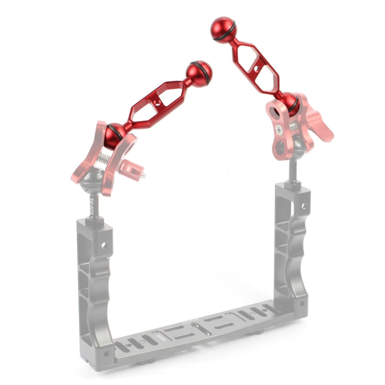 PULUZ 5.0 inch 12.6cm Aluminum Alloy Dual Balls Arm, Ball Diameter: 25mm(Red) - Diving Accessories by PULUZ | Online Shopping South Africa | PMC Jewellery | Buy Now Pay Later Mobicred