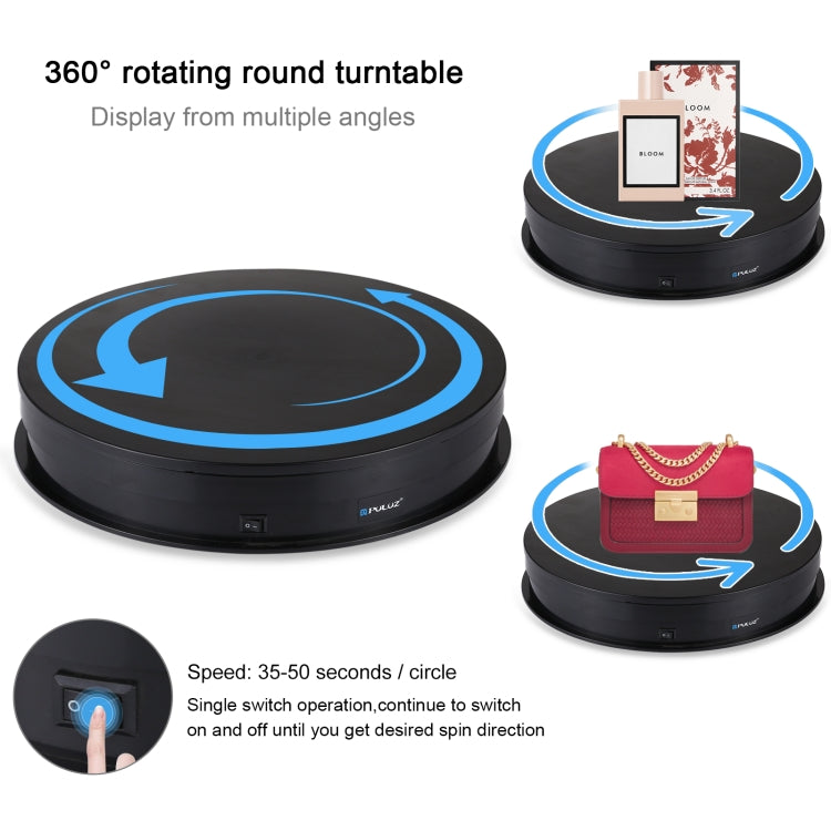 PULUZ 30cm USB Electric Rotating Turntable Display Stand Video Shooting Props Turntable for Photography, Load 10-20kg(Black)