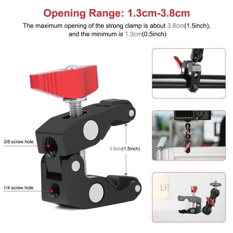 PULUZ Multi-function Magic Arm Ball Mount Clamp Crab Pliers Clip(Red) - Stand Bracket by PULUZ | Online Shopping South Africa | PMC Jewellery | Buy Now Pay Later Mobicred