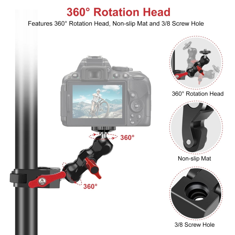 PULUZ Multi-function Magic Arm Ball Mount Clamp Crab Pliers Clip(Red) - Stand Bracket by PULUZ | Online Shopping South Africa | PMC Jewellery | Buy Now Pay Later Mobicred