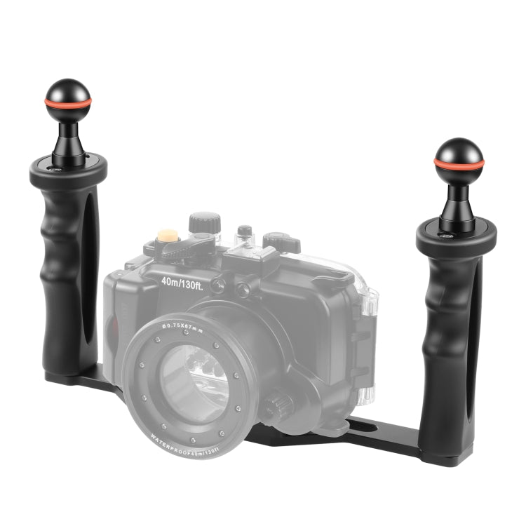 PULUZ Dual Handles Aluminium Alloy Tray Stabilizer for Underwater Camera Housings(Black) - Diving Accessories by PULUZ | Online Shopping South Africa | PMC Jewellery | Buy Now Pay Later Mobicred
