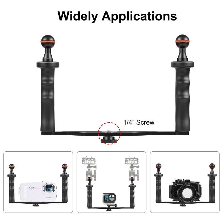 PULUZ Dual Handles Aluminium Alloy Tray Stabilizer for Underwater Camera Housings(Black) - Diving Accessories by PULUZ | Online Shopping South Africa | PMC Jewellery | Buy Now Pay Later Mobicred