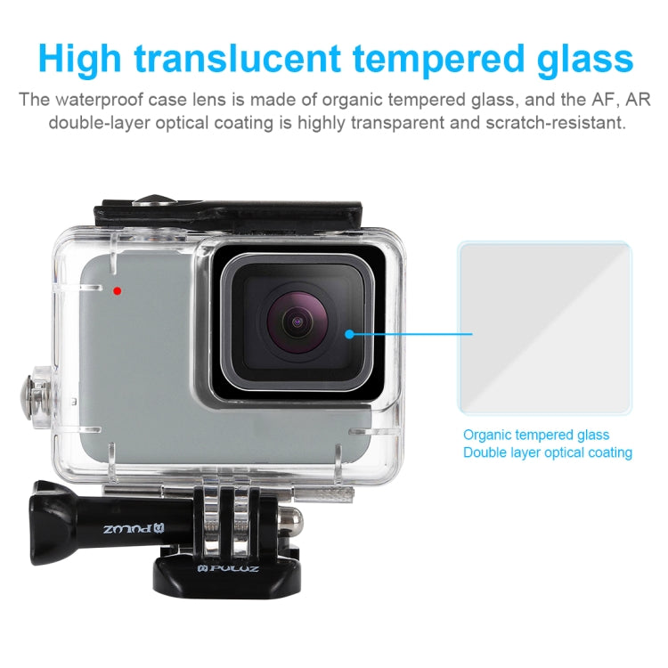 PULUZ 45m Underwater Water-resistant Housing Diving Case for GoPro HERO7 Silver / HERO7 White, with Buckle Basic Mount & Screw(Transparent)