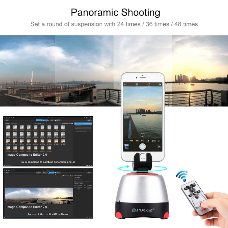 PULUZ Electronic 360 Degree Rotation Panoramic Head with Remote Controller for Smartphones, GoPro, DSLR Cameras(Red) - free shipping - PMC Jewellery - Order now!