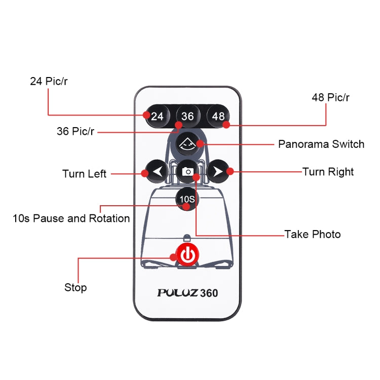 PULUZ Electronic 360 Degree Rotation Panoramic Head with Remote Controller for Smartphones, GoPro, DSLR Cameras(Red) - free shipping - PMC Jewellery - Order now!