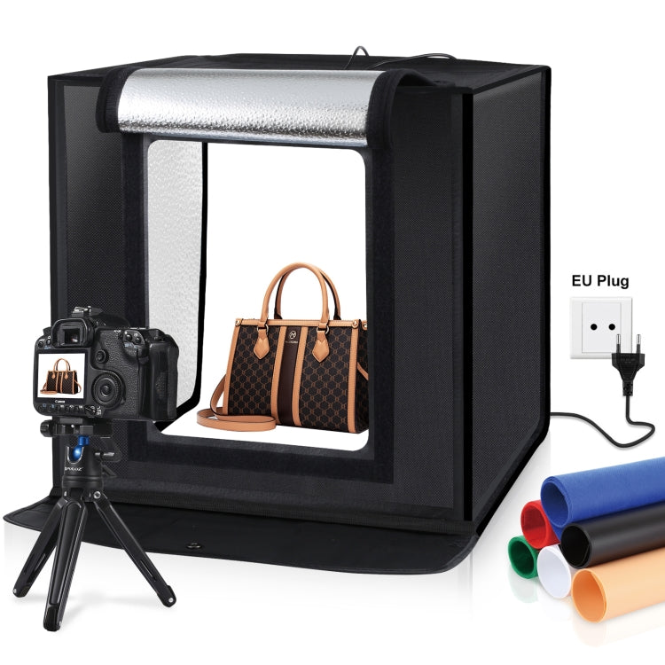PULUZ 40cm Folding Portable 24W 5500K White Light Dimmable Photo Lighting Studio Shooting Tent Box Kit with 6 Colors (Black, Orange, White, Red, Green, Blue) Backdrops(EU Plug)