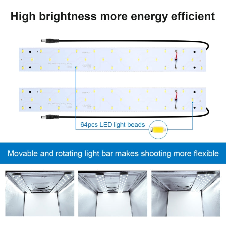 PULUZ 40cm Folding Portable 24W 5500K White Light Dimmable Photo Lighting Studio Shooting Tent Box Kit with 6 Colors (Black, Orange, White, Red, Green, Blue) Backdrops(EU Plug)