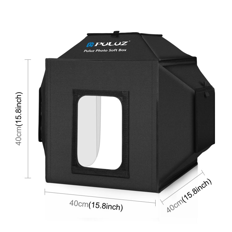 PULUZ 40cm Folding 72W 5500K Studio Shooting Tent Soft Box Photography Lighting Kit with 4 Colors (Black, Orange, White, Green) Backdrops(US Plug) - free shipping - PMC Jewellery - Order now!
