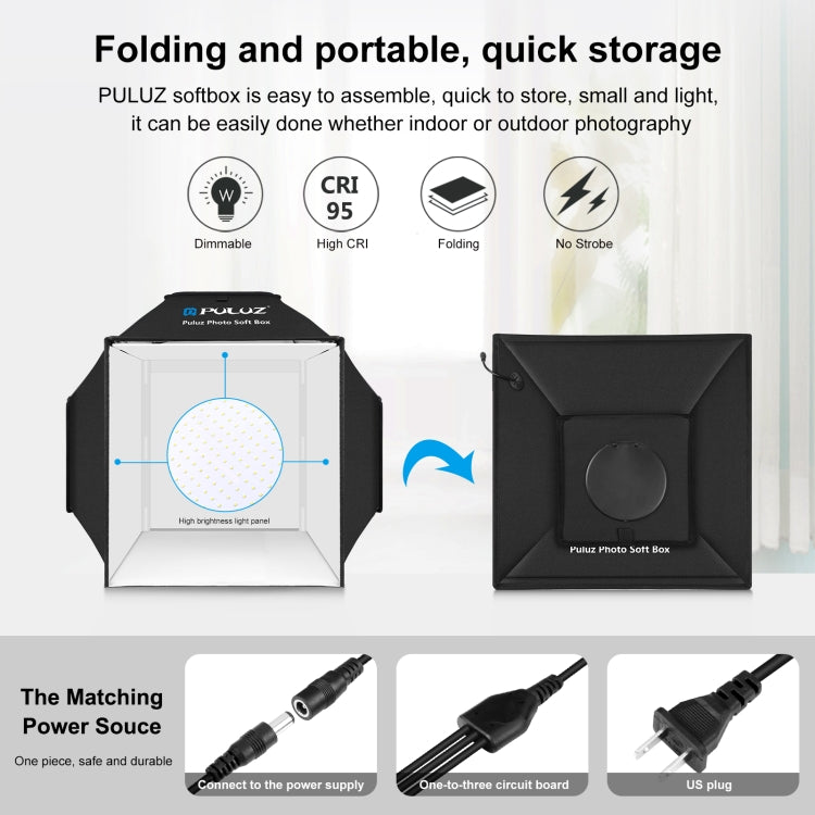 PULUZ 40cm Folding 72W 5500K Studio Shooting Tent Soft Box Photography Lighting Kit with 4 Colors (Black, Orange, White, Green) Backdrops(US Plug) - free shipping - PMC Jewellery - Order now!