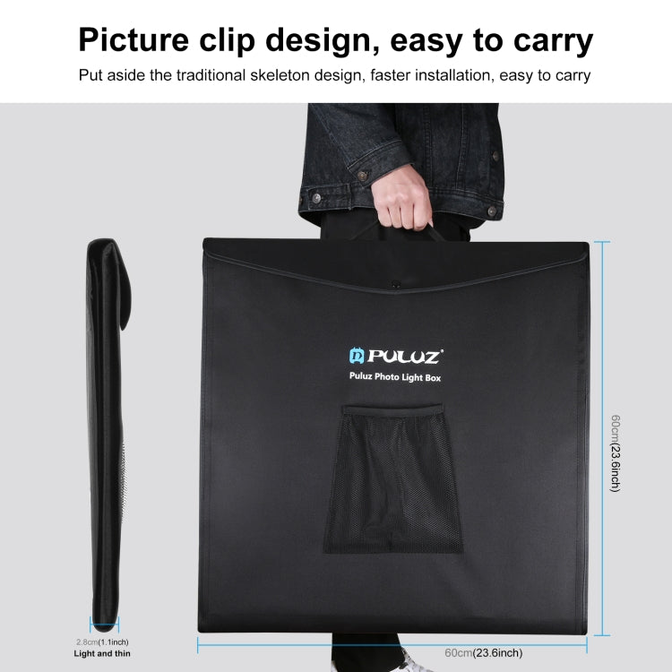 PULUZ Photo Studio Light Box Portable 60 x 60 x 60 cm Light Tent LED 5500K White Light Dimmable Mini 36W Photography Studio Tent Kit with 6 Removable Backdrops (Black Orange White Green Blue Red)(EU Plug) - free shipping - PMC Jewellery - Order now!