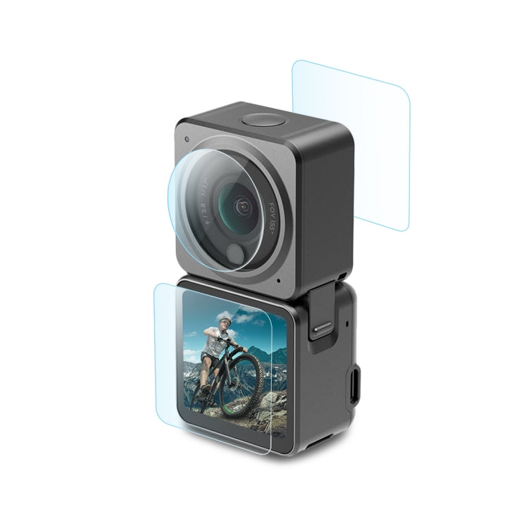 PULUZ 3 in 1 Lens + Front and Back LCD Display 9H 2.5D Tempered Glass Film for DJI Action 2 - Protective Film & Stickers by PULUZ | Online Shopping South Africa | PMC Jewellery | Buy Now Pay Later Mobicred