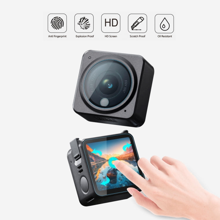 PULUZ 3 in 1 Lens + Front and Back LCD Display 9H 2.5D Tempered Glass Film for DJI Action 2 - Protective Film & Stickers by PULUZ | Online Shopping South Africa | PMC Jewellery | Buy Now Pay Later Mobicred