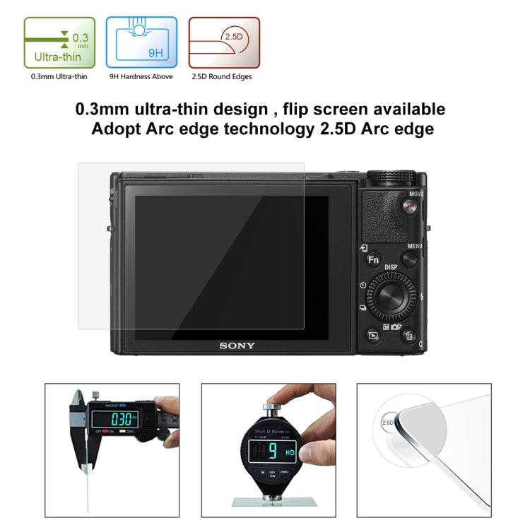 PULUZ 2.5D 9H Tempered Glass Film for Sony RX100, Compatible with Sony A9 / A7C / A7M2 / A7M2 / A7SM2 / A7III / A77 / RX1 / RX1R / RX10 / RX100/II/III/IV/V/IV / RX10IV/III/II / RX100M4 / RX100M5 / A99 ... A9II / RX100M7 / A7RV / WX700 / WX800 / HX99 / A7C - Camera Screen Guard by PULUZ | Online Shopping South Africa | PMC Jewellery | Buy Now Pay Later Mobicred
