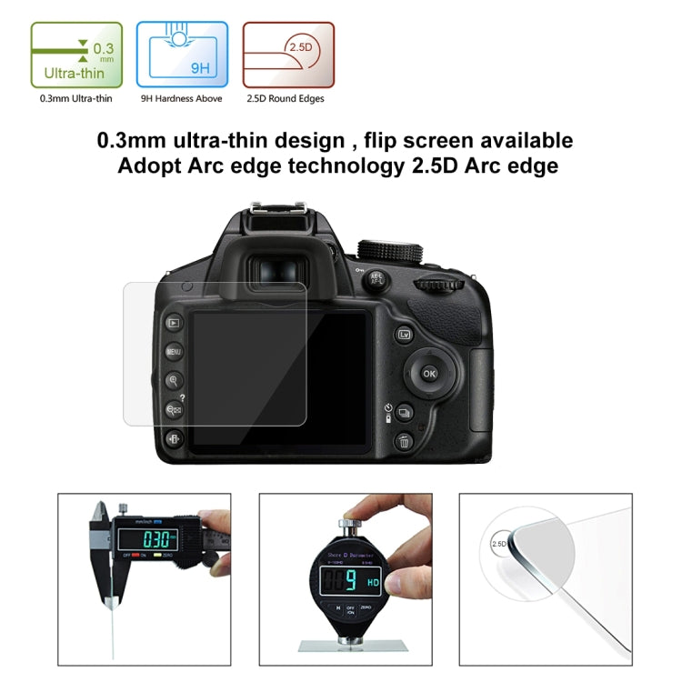 PULUZ 2.5D 9H Tempered Glass Film for Nikon D3200, Compatible with D3100 / D3300 / D3400 / AW130S / W300, Canon SX410 / SX400 / SX430 / SX510 / SX500 / SX530 / SX170, Pentax K50 / K30 / K5 / K7 / K-01 / Samsung WB10