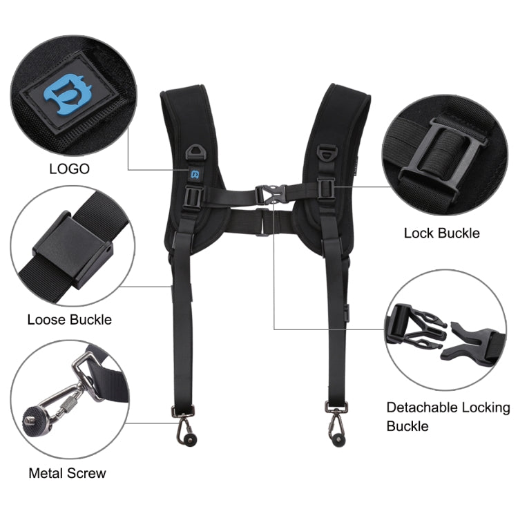 PULUZ Quick Release Double Shoulder Harness Soft Pad Decompression Foam Strap Belt for DSLR Digital Cameras - Camera Strap by PULUZ | Online Shopping South Africa | PMC Jewellery | Buy Now Pay Later Mobicred