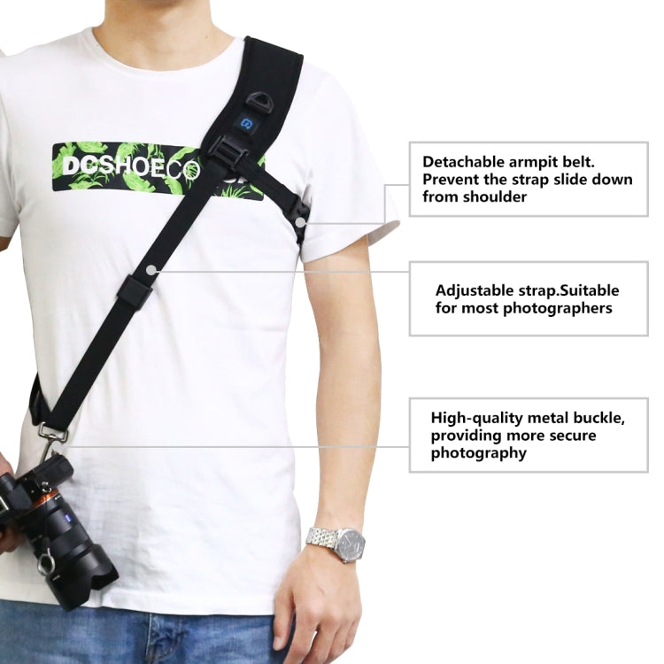 PULUZ Quick Release Anti-Slip Soft Pad Nylon Breathable Curved Camera Strap with Metal Hook for SLR / DSLR Cameras