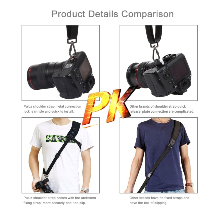 PULUZ Quick Release Anti-Slip Soft Pad Nylon Breathable Curved Camera Strap with Metal Hook for SLR / DSLR Cameras - free shipping - PMC TechLife - Order now!
