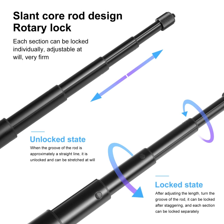 PULUZ 110cm Metal Selfie Stick Monopod with Invisible Adapter Base & Screw for Insta360 One RS / X2 / X3 - Self Monopod Grip by PULUZ | Online Shopping South Africa | PMC Jewellery | Buy Now Pay Later Mobicred