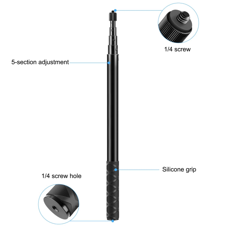 PULUZ 150cm Metal Selfie Stick Monopod for Insta360 One RS / X2 / X3 - Self Monopod Grip by PULUZ | Online Shopping South Africa | PMC Jewellery
