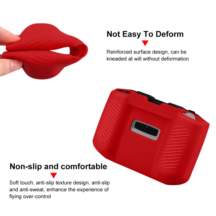 PULUZ Shockproof Anti-scratch Silicone Case with Neck Strap For DJI Mini 3 / 3 Pro / Mavic 3 / Air 2S / Mini 2 Remote Control(Red)
