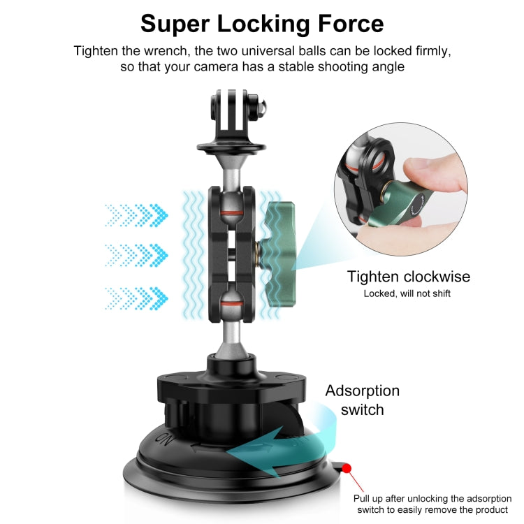 PULUZ Magic Arm Strong Suction Cup Aluminum Alloy Mount(Black) - free shipping - PMC Jewellery - Order now!
