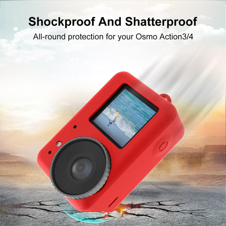 For DJI Osmo Action 4 / 3 PULUZ Silicone Protective Case with Lens Cap (Red) - by PULUZ | Online Shopping South Africa | PMC Jewellery