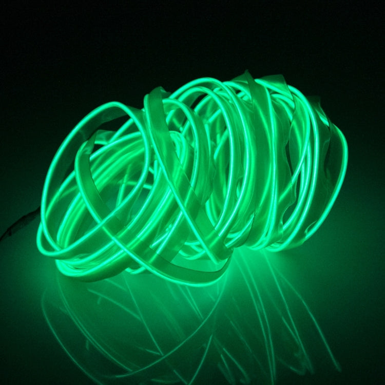 EL Cold Green Light Water-resistant Flat Flexible Car Strip Light with Driver for Car Decoration, Length: 5m(Green)
