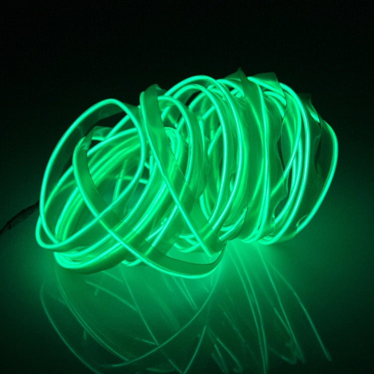 EL Cold Green Light Water-resistant Flat Flexible Car Strip Light with Driver for Car Decoration, Length: 5m(Green)