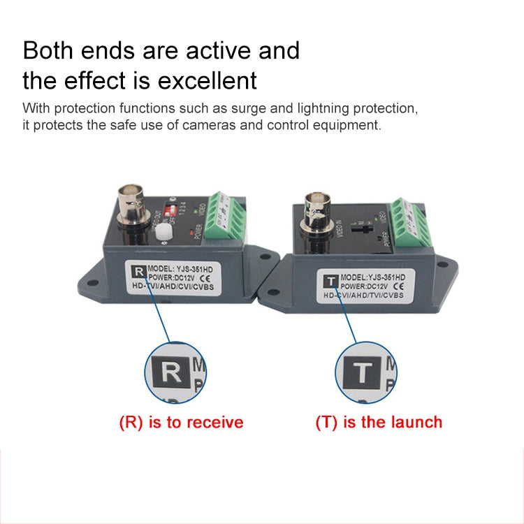 Active CCTV UTP Twisted Pair Video Balun Transmitter and Receiver - Video Balun by PMC TechLife | Online Shopping South Africa | PMC TechLife