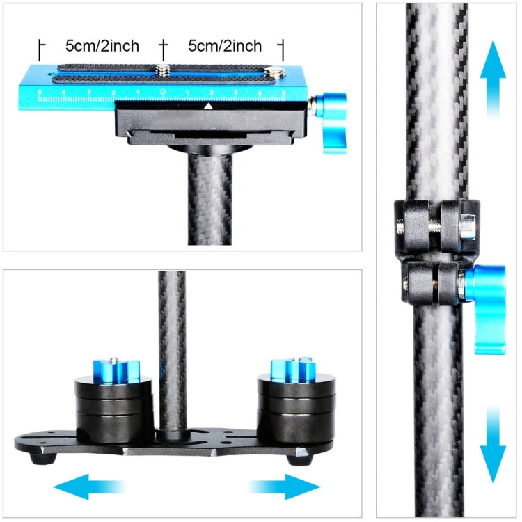 YELANGU 38.5-61cm Carbon Fiber Handheld Stabilizer for DSLR & DV Digital Video & Cameras, Capacity Range 0.5-3kg(Blue) - free shipping - PMC Jewellery - Order now!