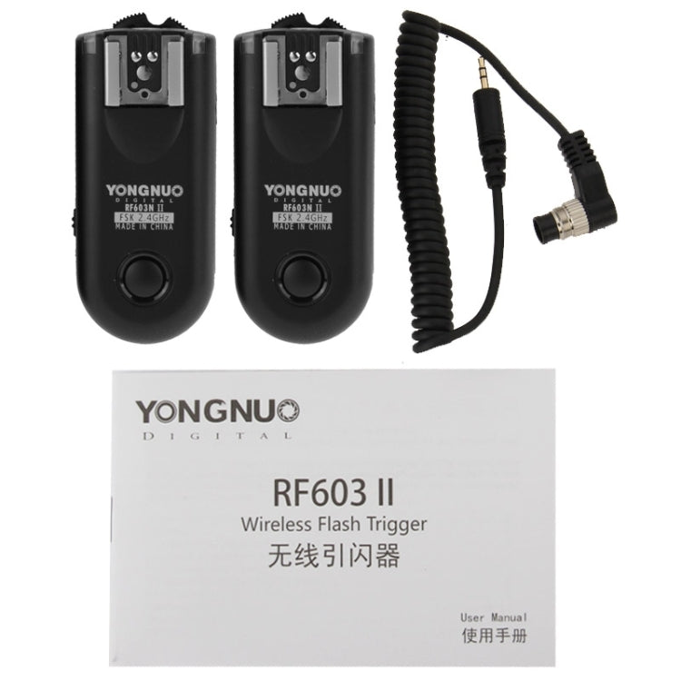 2 PCS YONGNUO RF603N II FSK 2.4GHz Wireless Flash Trigger with N1 Shutter Connecting Cable - free shipping - PMC Jewellery - Order now!