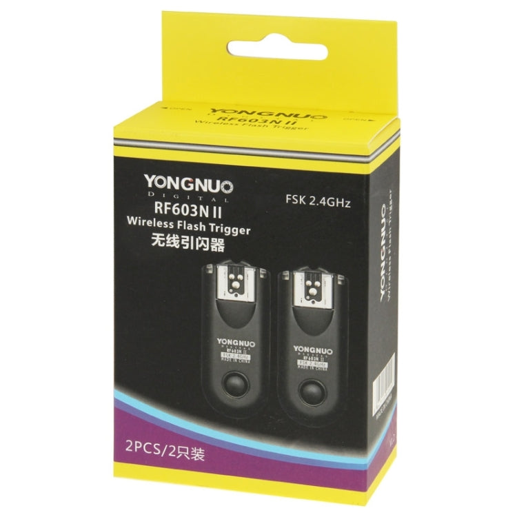 2 PCS YONGNUO RF603N II FSK 2.4GHz Wireless Flash Trigger with N1 Shutter Connecting Cable - free shipping - PMC Jewellery - Order now!