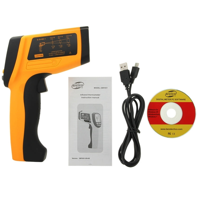 BENETECH GM1651 USB Digital Display Temperature Gun Handheld Infrared IR Thermometer, Measure Range: -30~1650C - free shipping - PMC Jewellery - Order now!