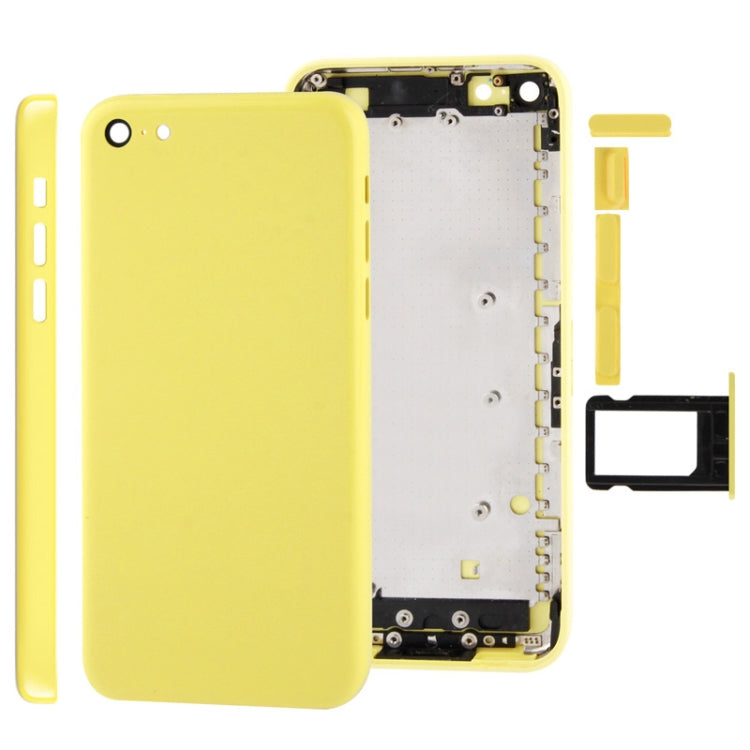 Full Housing Chassis / Back Cover with Mounting Plate & Mute Button + Power Button + Volume Button + Nano SIM Card Tray for iPhone 5C(Yellow)