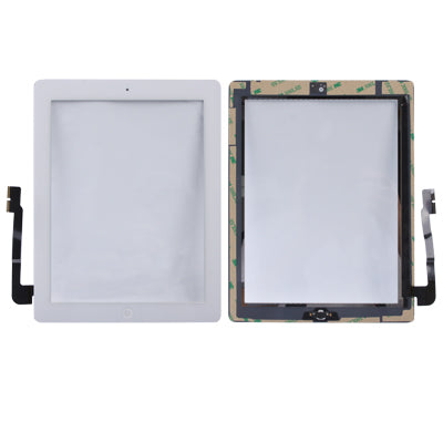 (Controller Button + Home Key Button PCB Membrane Flex Cable + Touch Panel Installation Adhesive) Touch Panel for New iPad (iPad 3)(White)