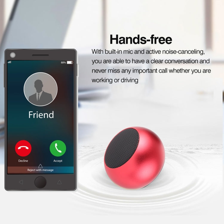 Mini Metal Wireless Bluetooth Speaker, Hands-free, LED Indicator(Red)