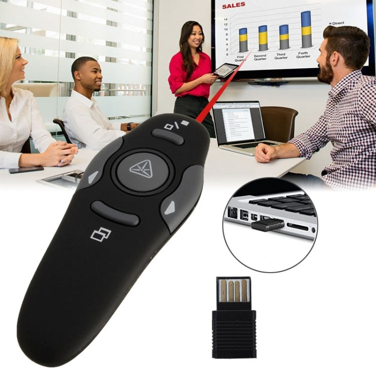 Multimedia Presenter with Laser Pointer & USB Receiver for Projector / PC / Laptop, Control Distance: 15m(Black) - by PMC Jewellery | Online Shopping South Africa | PMC Jewellery