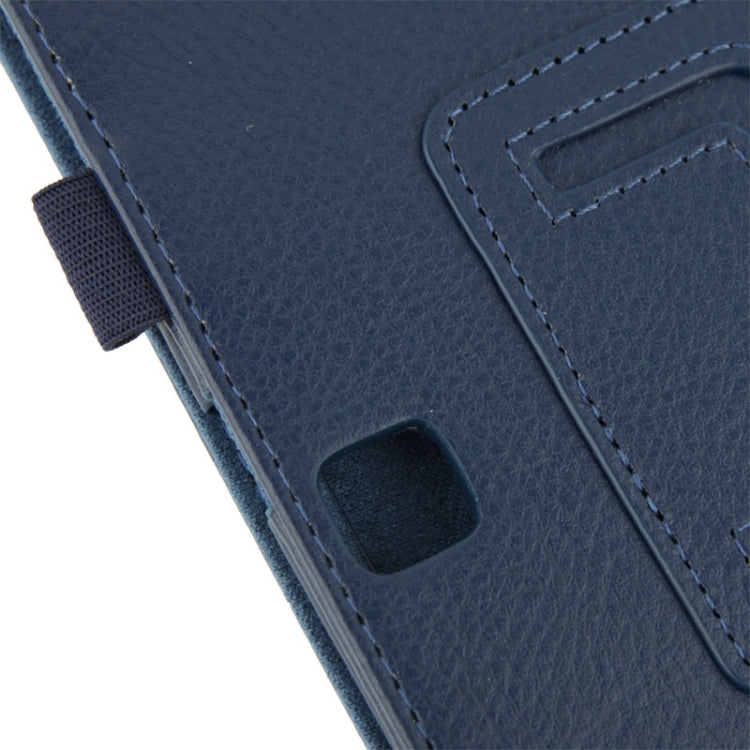 Litchi Texture Flip Leather Case with Holder for Galaxy Tab 4 10.1 / T530(Dark Blue)