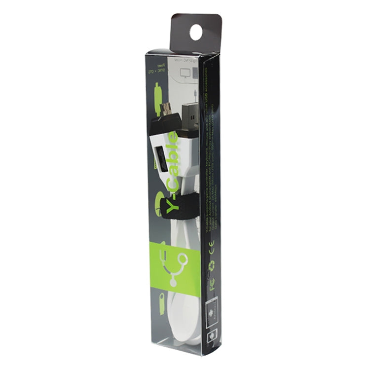 OTG-Y-01 USB 2.0 Male to Micro USB Male + USB Female OTG Charging Data Cable for Android Phones / Tablets with OTG Function, Length: 30cm(White) - Micro USB Cable by PMC TechLife | Online Shopping South Africa | PMC TechLife | Buy Now Pay Later Mobicred