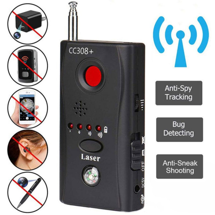 CC308+ Multi-Detector Full-Range All-Round Detector For Hidden Mini Camera / IP Lens/ GMS / RF Signal Detector Finder(Black)
